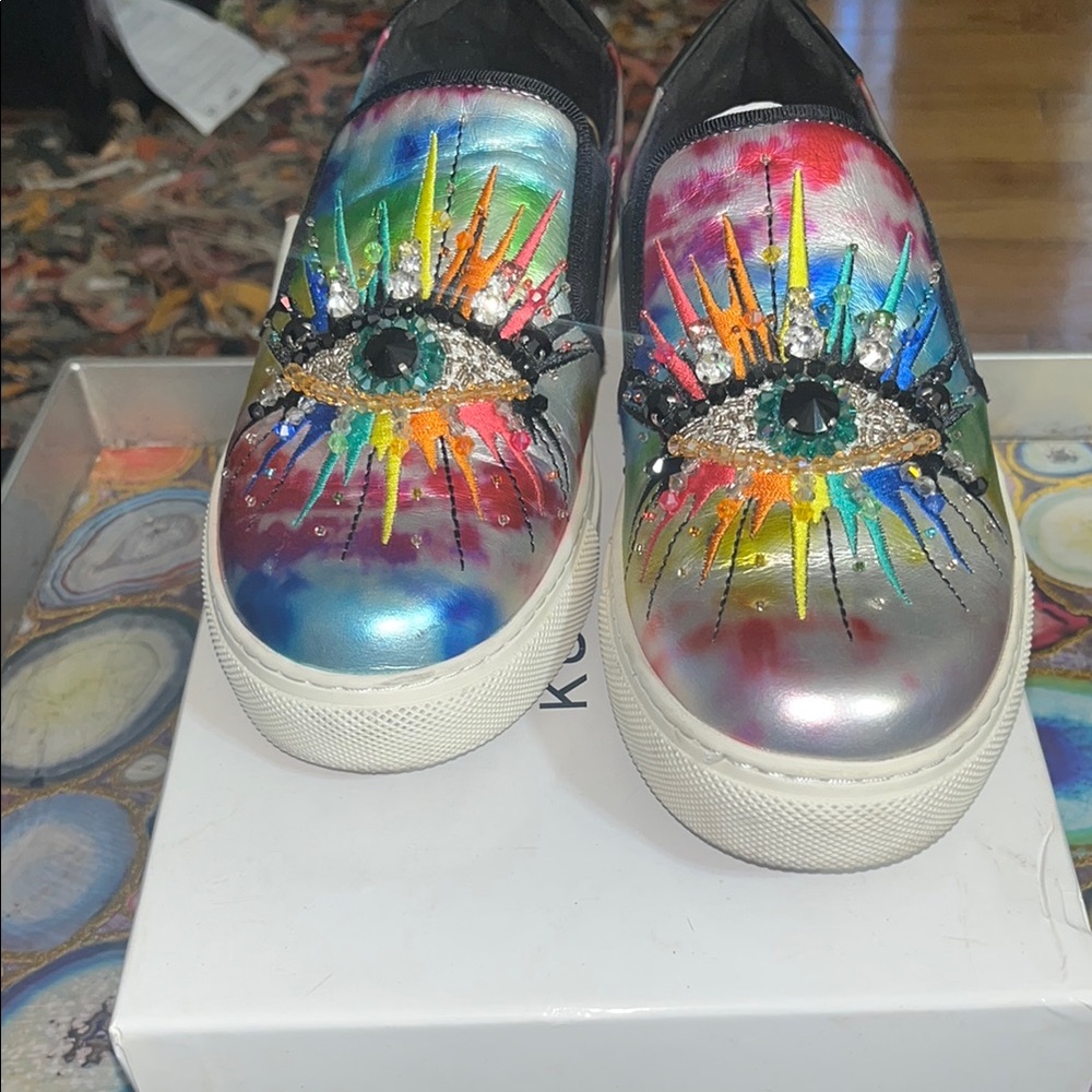 Kurt Geiger Multicolor Eye Embellished Flats